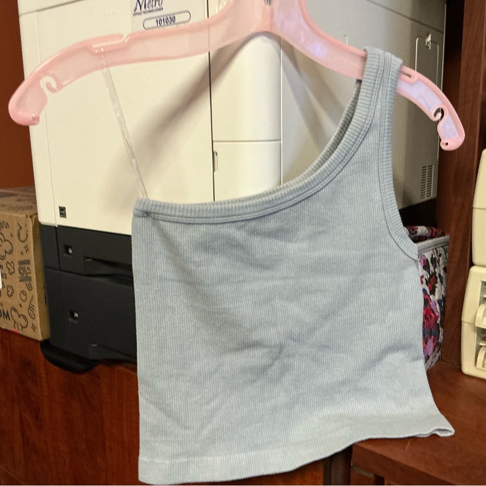 Gray One-Shoulder Ribbed Brami - Picture 2 of 2